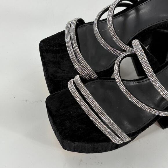 Sam Edelman Circus Mila Platform Heels 8 Black Velvet Jewel NWOT Heels Glam - Picture 6 of 8